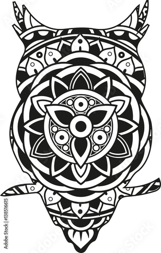 Download Vector illustration of a mandala owl silhouette - Buy this stock vector and explore similar ...