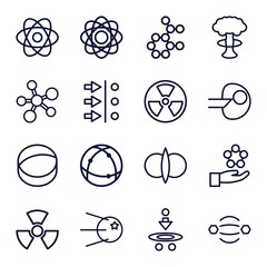 Wall Mural - Set of 16 atom outline icons