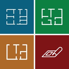 Canvas Print - Set of 4 blueprint outline icons