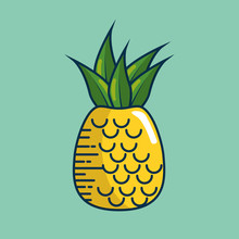 Pineapple Fresh Fruit Handmade Drawn Vector Illustration Design