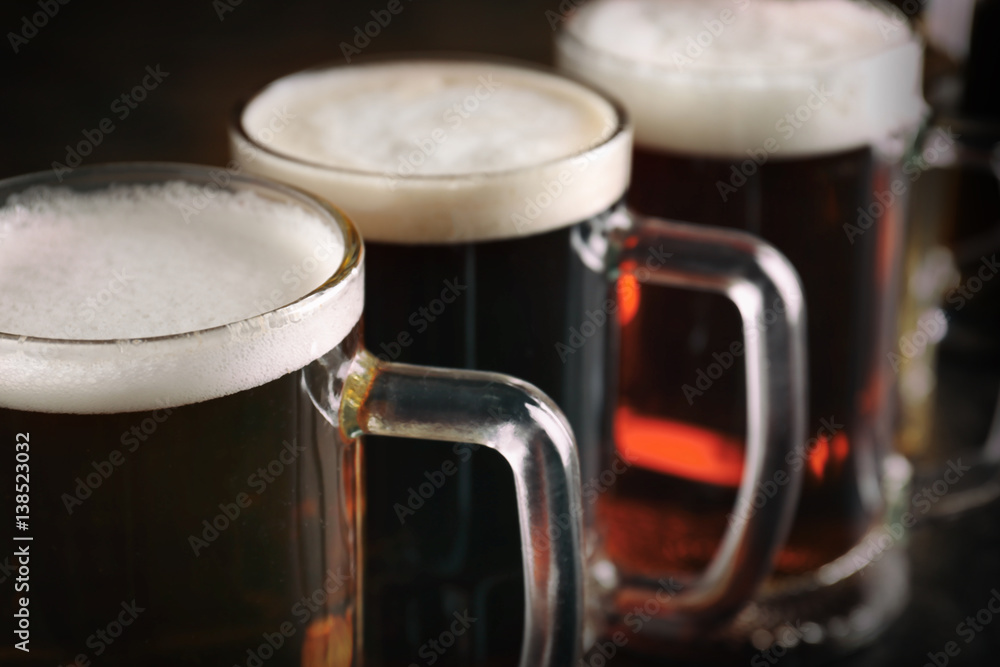 Glasses with beer, closeup