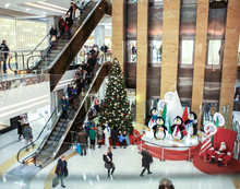 Interior Of Shopping Mall At Christmas Time
