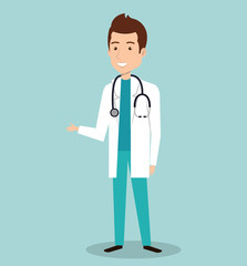 Sticker - man professional doctor avatar vector illustration design