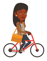 Poster - Woman riding bicycle vector illustration.