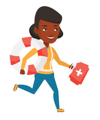 Sticker - Paramedic running with first aid box.