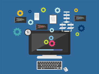 Operating system. Computer processing concept