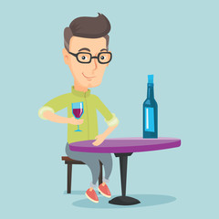 Wall Mural - Man drinking wine at restaurant.