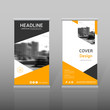 © Yochanan - Orange roll up, business brochure template for advertining. Vertical banner design. Presentation template, corporate identity design. Vector, eps 10