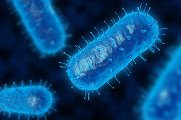 Wall Mural - 3d render of a germ bacteria under microscope