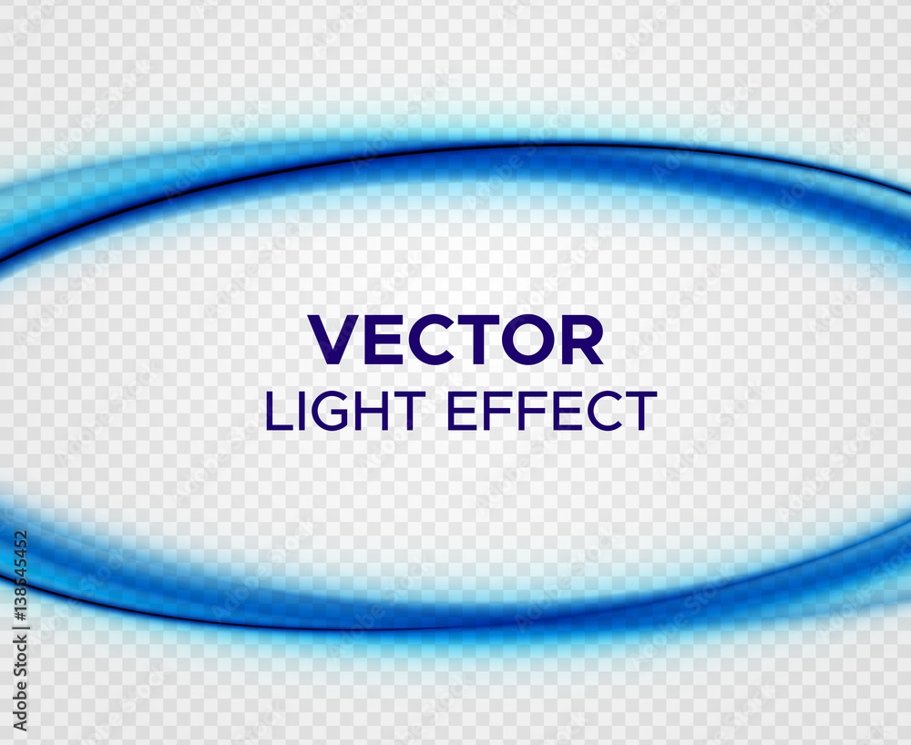 Vector light effect on transparent background. Banner layout with blue ...