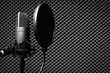 condenser microphone in recording studio for music background