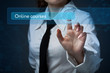 © putilov_denis - Business, technology, internet and networking concept. Business woman presses a button on the virtual screen: Online courses