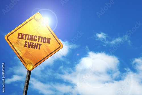 Fotografie, Obraz extinction event, 3D rendering, traffic sign