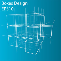 Wireframe Boxes. Vector Illustration EPS10
