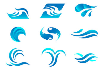  Water logos set