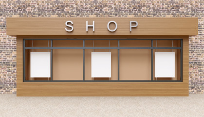 Wall Mural - showcase on street, mock up. 3d rendering