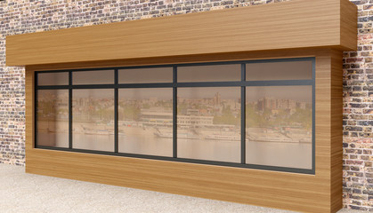 Wall Mural - showcase on street, mock up. 3d rendering
