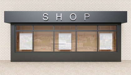 Wall Mural - showcase on street, mock up. 3d rendering