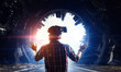 © Sergey Nivens - Man in virtual helmet    . Mixed media