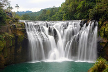 Long Exposure Of Shifen Waterfall On The Keelung River In Pingxi District, New Taipei City, Taiwan