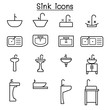 Sink icon set in thin line style