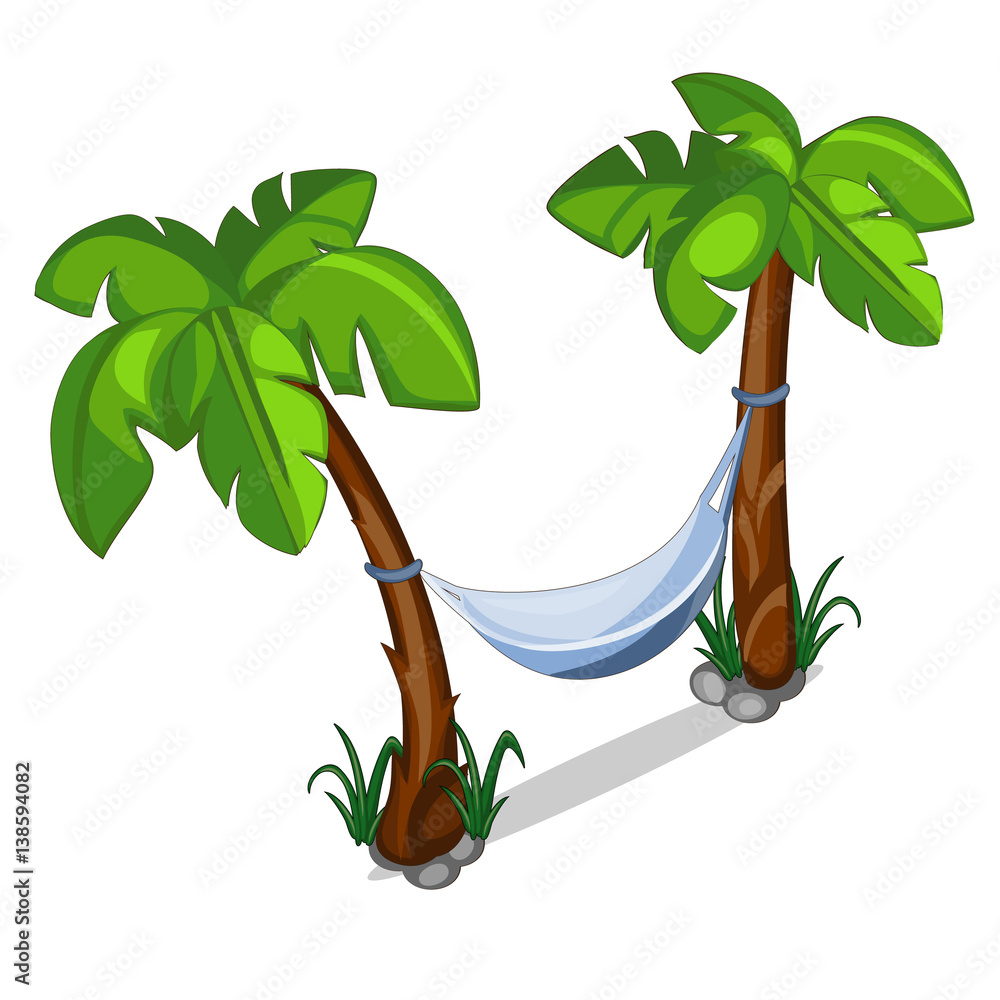 Hammock hanging between two palm trees. Vector Stock Vector | Adobe Stock, image size:1000x1000