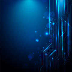 Aufkleber - Abstract Lines Circuit Blue and White Lights Background with Space for your Text vector design