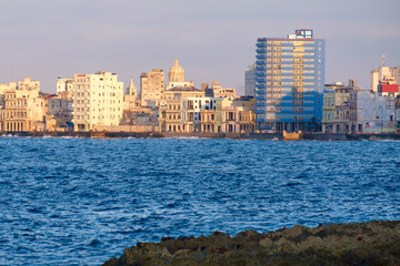 Wall Mural - Seaside buildings along the Malecon avenue in Havana