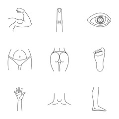 Poster - Human body icons set, outline style