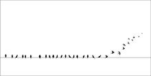 Silhouettes Of The Birds Sitting On A Wire Isolated, Flies, Vector Image