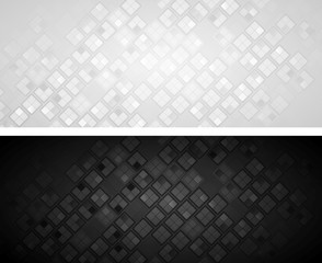 Vector black and grey banners with squares