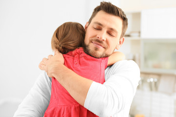 Poster - Girl embracing father at home