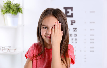 Small girl visiting ophthalmologist