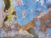 Textured Old Weathered Wall With Crumbling Plaster