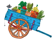 A Vintage Farmer Cart - Cartoon