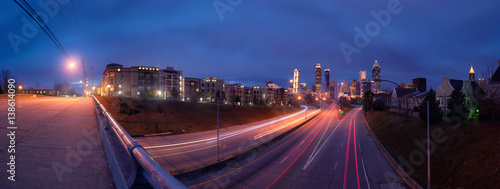 Plakat Panorama Atlanta nocy miasto linia horyzontu
