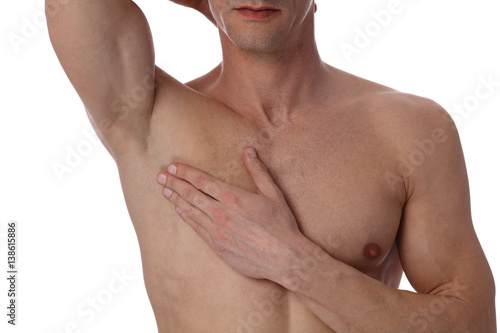 Muscular Male Torso Close Up Chest And Armpit Underarm Hair