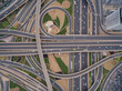 aerial view of road junction with railway tracks in Dubai, UAE