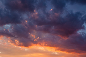 Fiery vivid sunset sky clouds