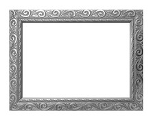 Antique Gray Frame Isolated On White Background, Clipping Path