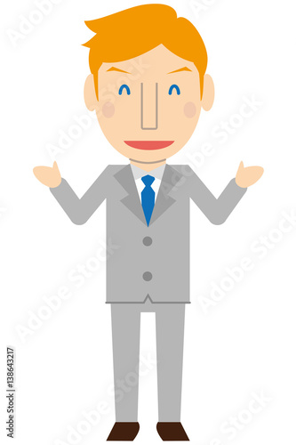 かわいいブロンド外国人 教師 ビジネスマン グレーのスーツ 満面の笑みで解説 Stock Vector Adobe Stock