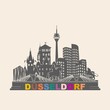 Düsseldorf Skyline Schattenriss Denkmäler Kultur Sehenwürdigkeiten Stadtreise Schattenriss Wandtatoo