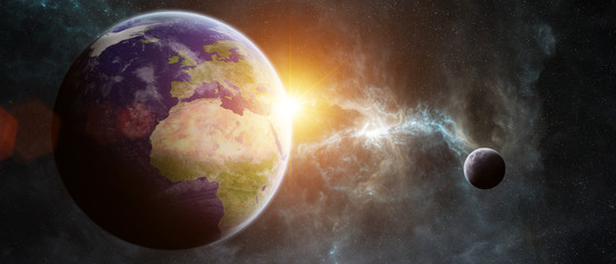 planet earth in space 3d rendering elements of this image furnished by nasa
