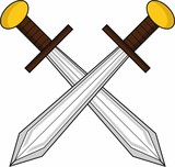 Fototapeta  - Cartoon Medieval Crossed Swords