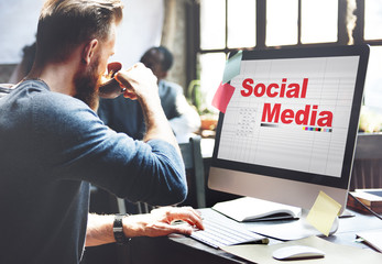 Wall Mural - social media networking connection communication concept
