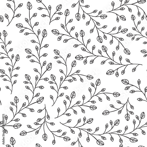 seamless-pattern-background-branches-with-leaves-and-buds-black-and-white-colors-vector-illustration
