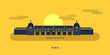 The Musee d'orsay in Paris. France. The famous Palace. Vector illustration.