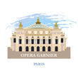 Opera Garnier in Paris. France. Vector illustration. Isolated on a white background.