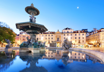 Canvas Print - Lisbon, Portugal at Rossio Square