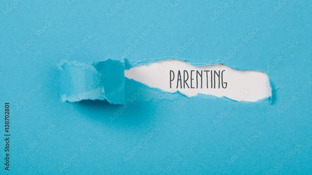 Parenting message on Paper torn ripped opening - obrazy, fototapety, plakaty 